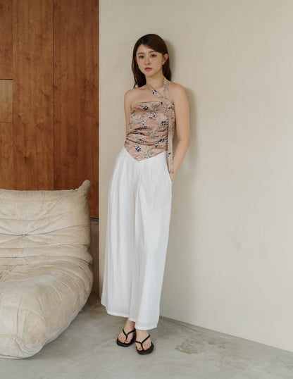 Mavis Wide-Leg Linen Pants in White