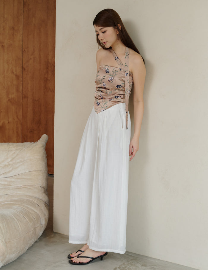 Mavis Wide-Leg Linen Pants in White