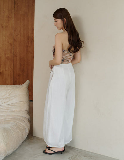 Mavis Wide-Leg Linen Pants in White