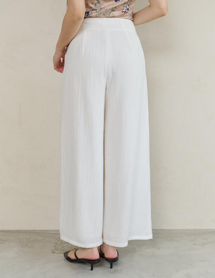 Mavis Wide-Leg Linen Pants in White