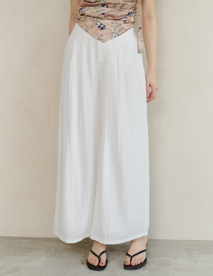 Mavis Wide-Leg Linen Pants in White
