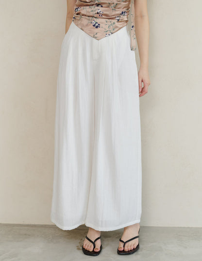 Mavis Wide-Leg Linen Pants in White