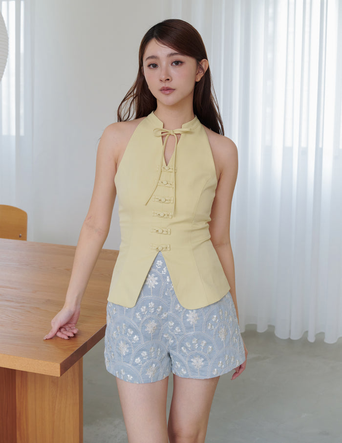 Moraine Embroidered Shorts in Blue