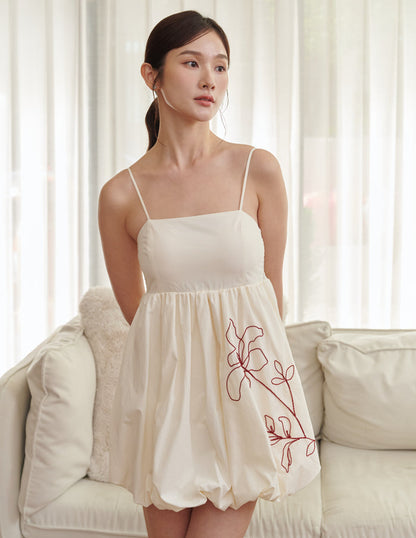Nana Embroidered Floral Padded Romper Dress