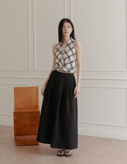 Natalia Halter Surplice Top in Plaid