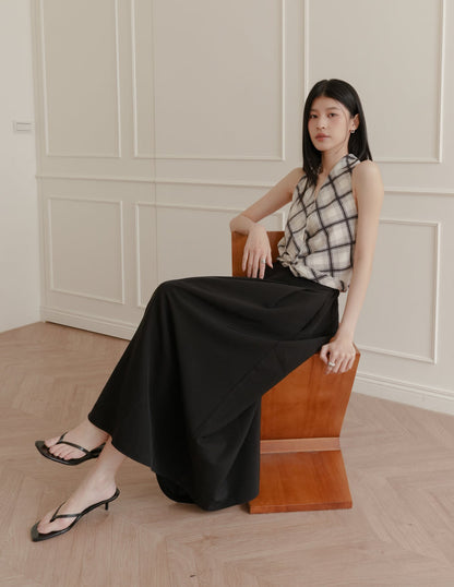 Natalia Halter Surplice Top in Plaid