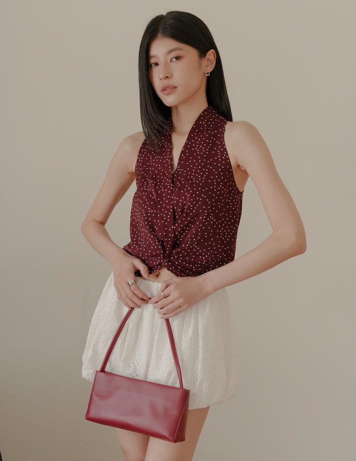 Natalia Halter Surplice Top in Polka Dot