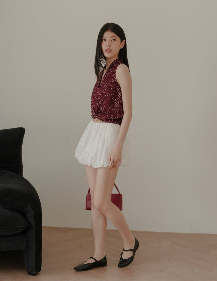 Natalia Halter Surplice Top in Polka Dot