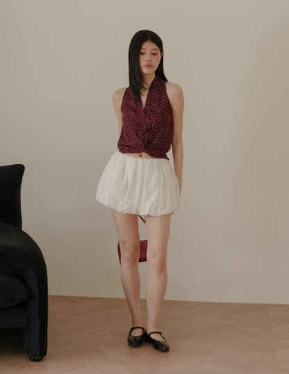 Natalia Halter Surplice Top in Polka Dot