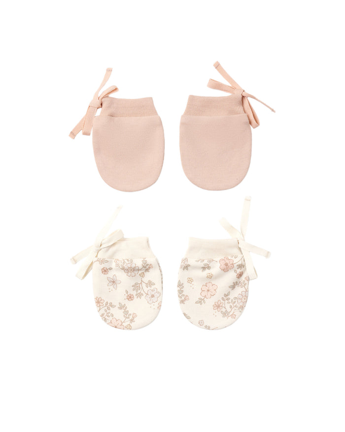no scratch mittens, set of 2 ll floral vine, dusty rose