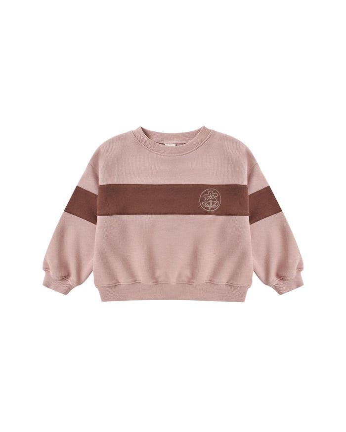 panel stripe sweatshirt in rosewood