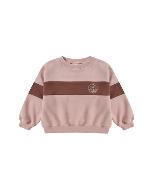 panel stripe sweatshirt in rosewood