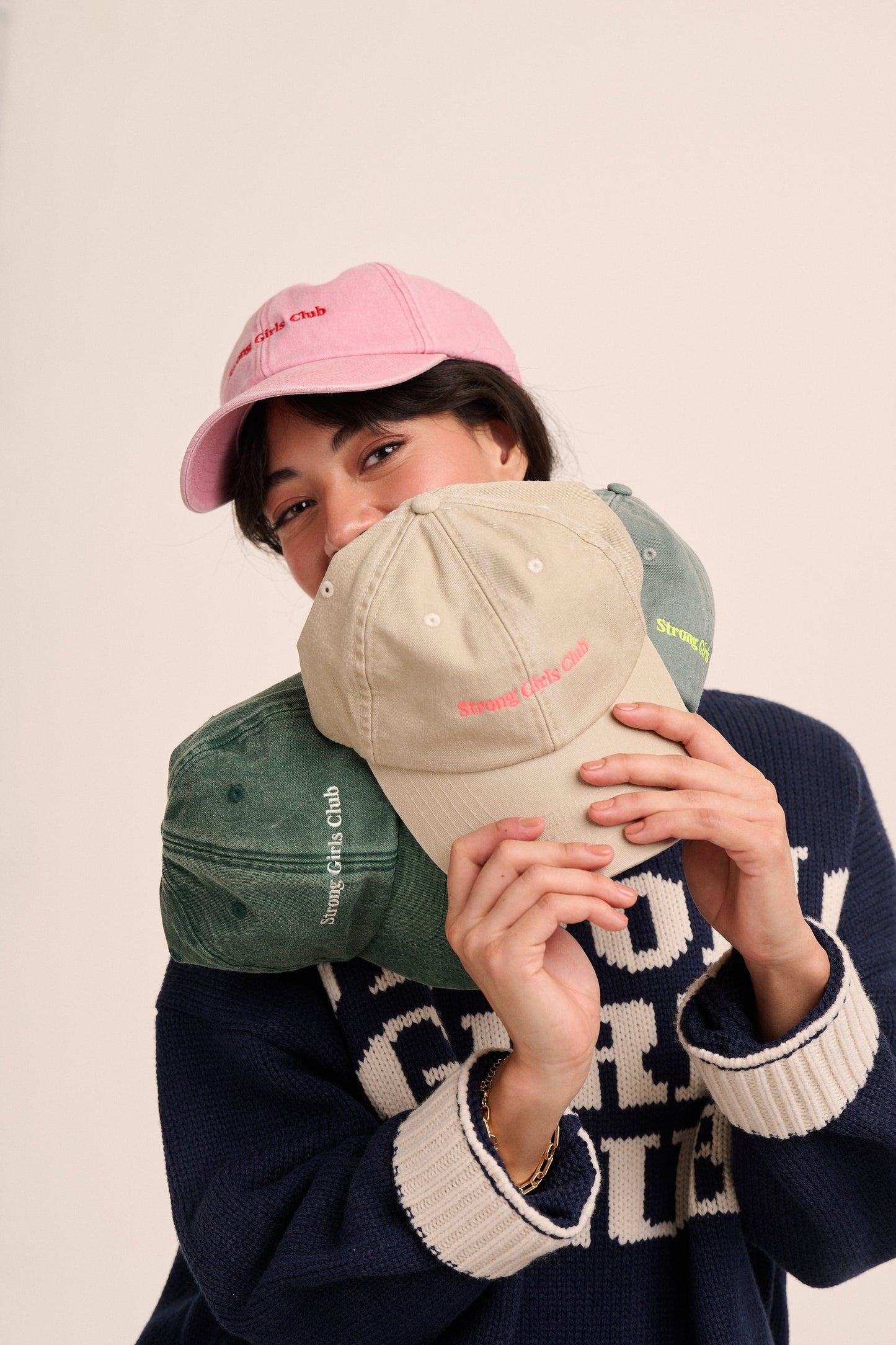 Strong Girls Club Vintage Wash Slogan Cap - Sage Green