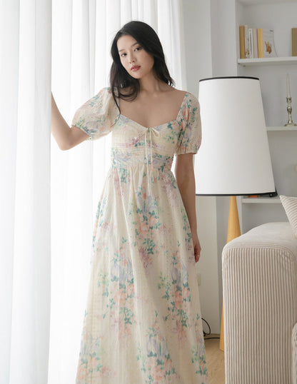 Raynee Floral Eyelet Dress in Cream