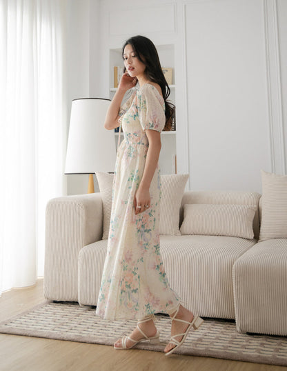 Raynee Floral Eyelet Dress in Cream
