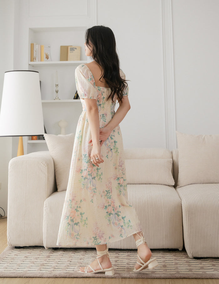 Raynee Floral Eyelet Dress in Cream