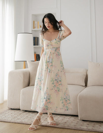 Raynee Floral Eyelet Dress in Cream