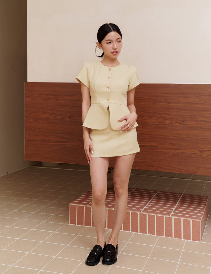 Reese Tweed Skorts in Butter Yellow