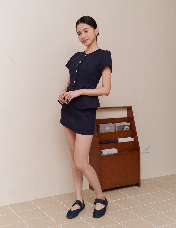 Reese Tweed Skorts in Navy
