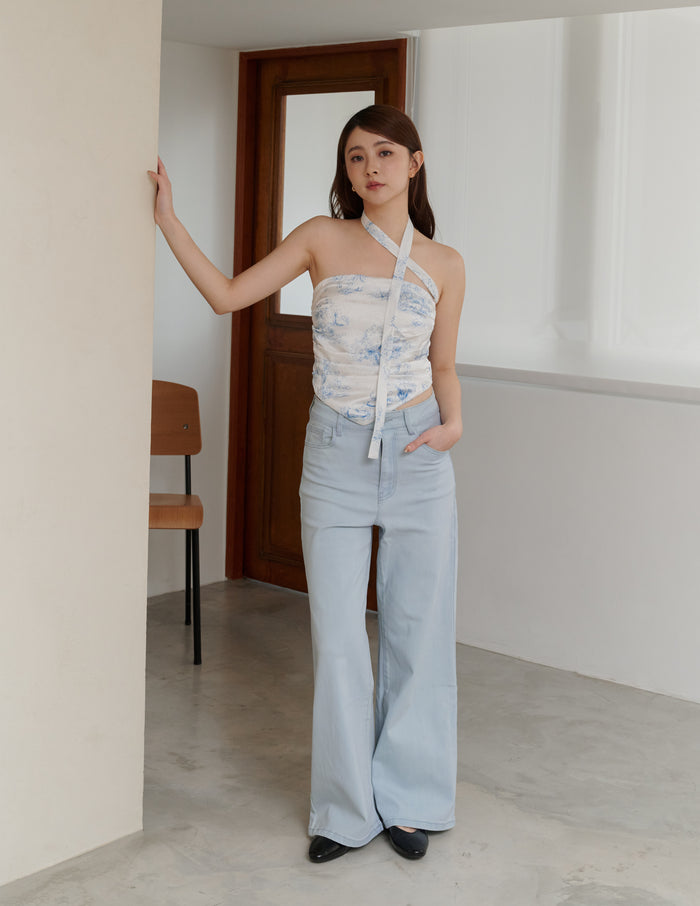Reina Scarf Padded Top in Porcelain Horse