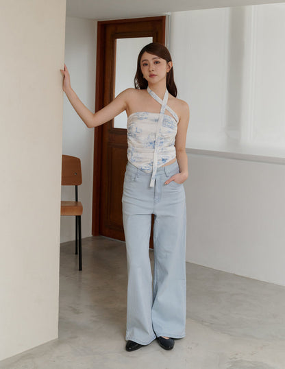 Reina Scarf Padded Top in Porcelain Horse