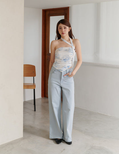 Reina Scarf Padded Top in Porcelain Horse