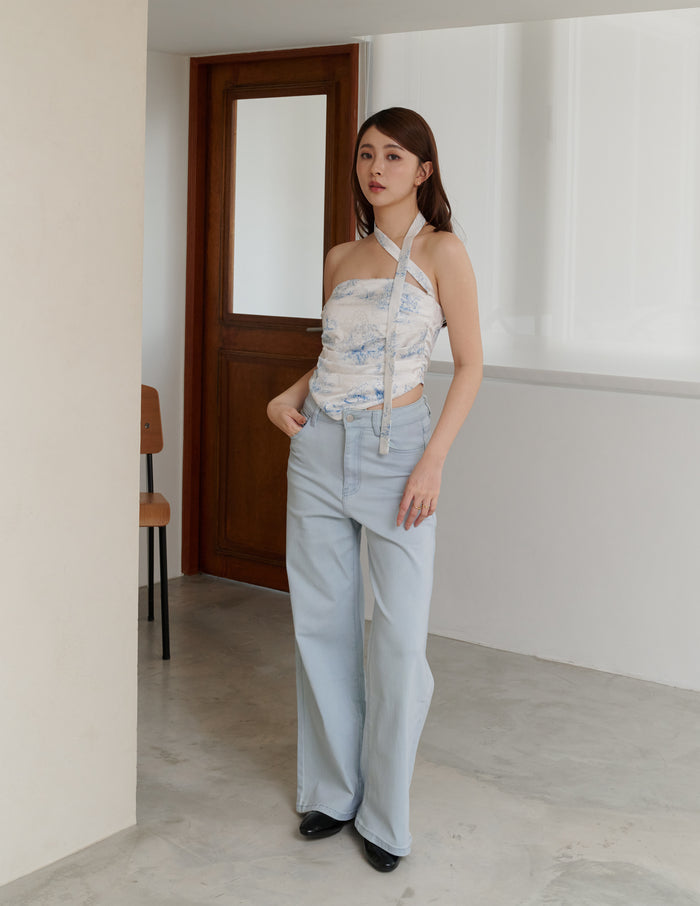 Reina Scarf Padded Top in Porcelain Horse