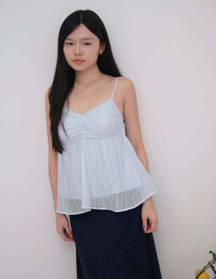 Rita Padded Babydoll Top in Blue