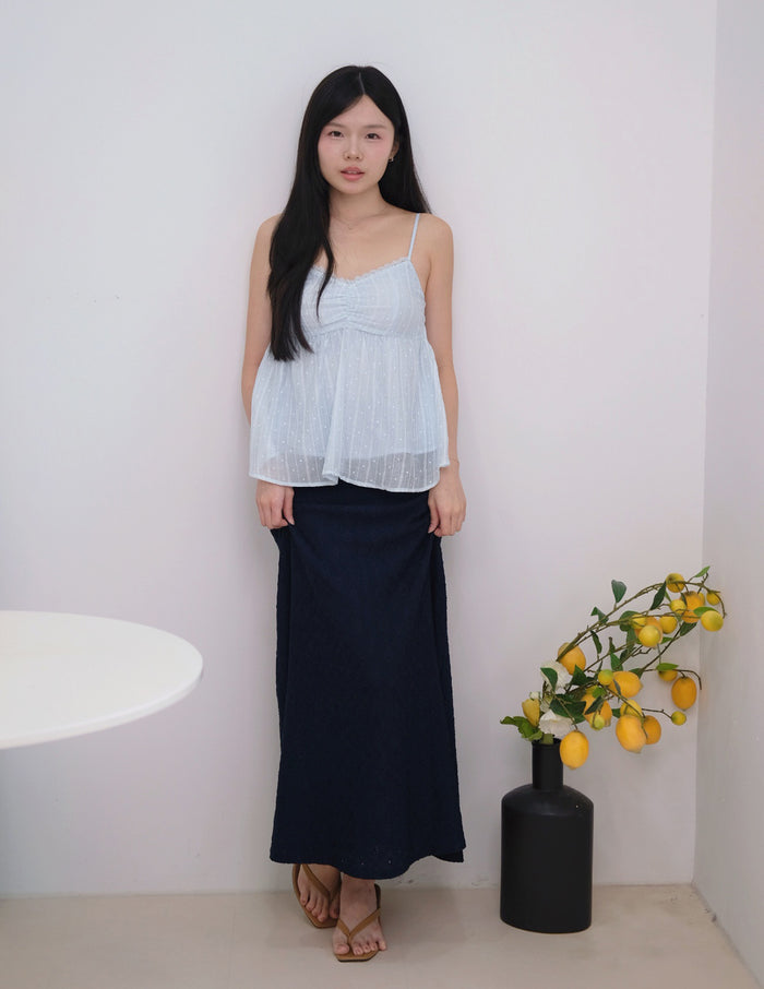 Rita Padded Babydoll Top in Blue