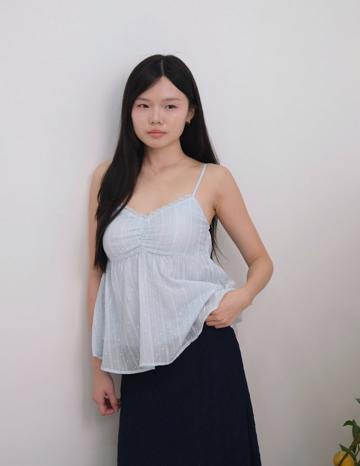 Rita Padded Babydoll Top in Blue