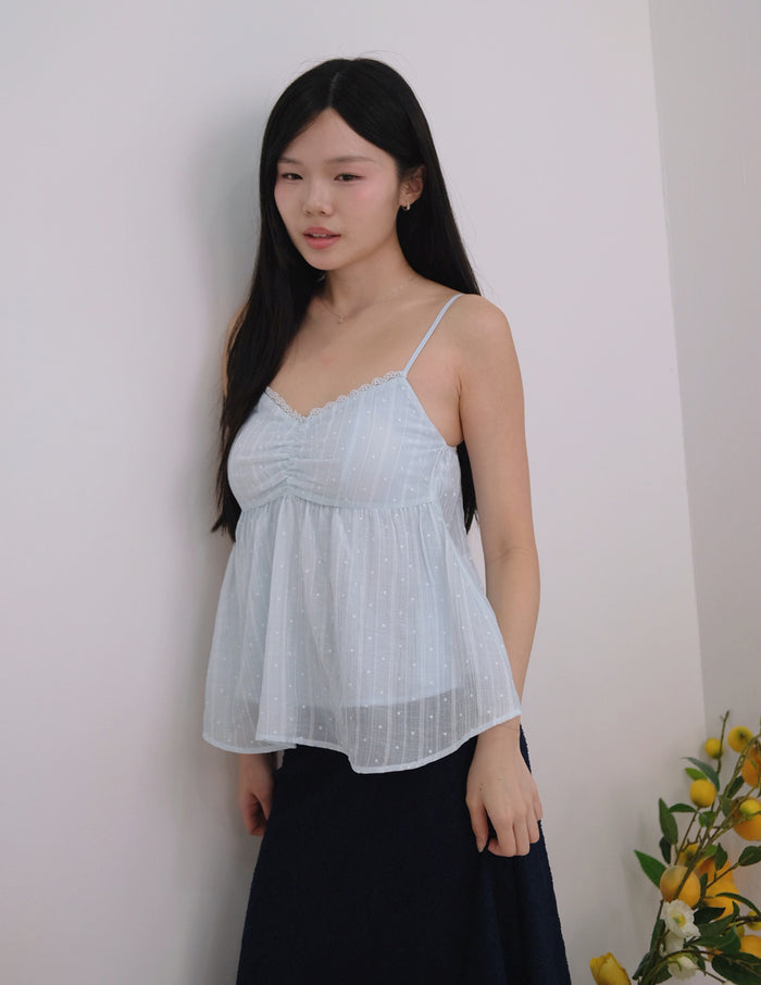 Rita Padded Babydoll Top in Blue