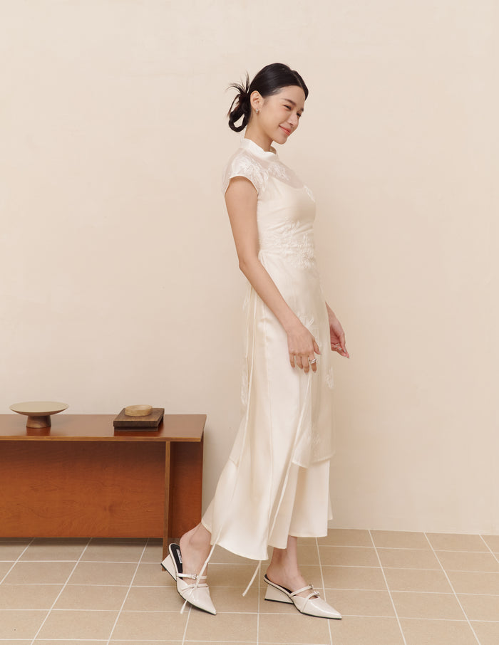Rong Embroidered Overlay Cheongsam Tunic