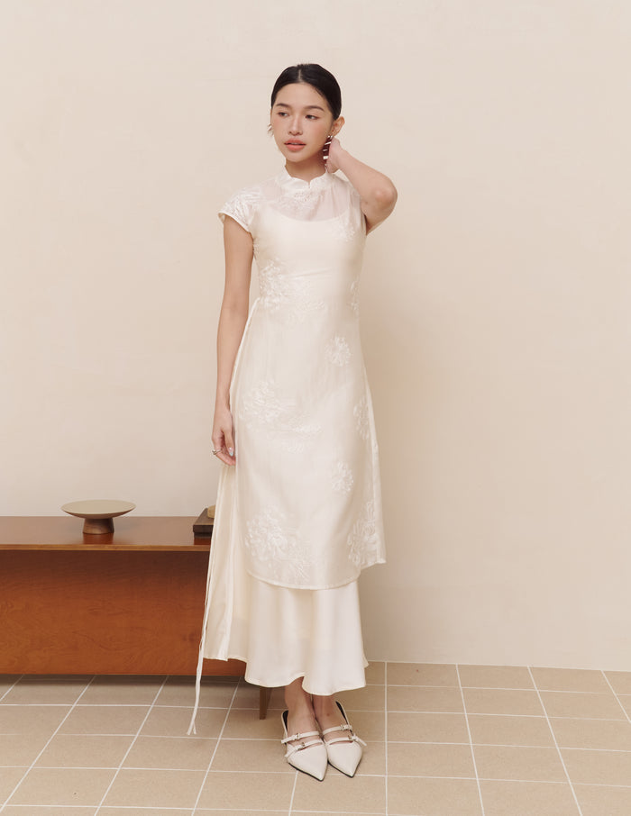 Rong Embroidered Overlay Cheongsam Tunic