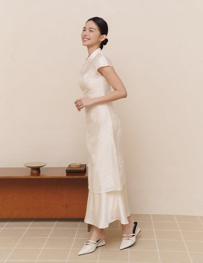 Rong Embroidered Overlay Cheongsam Tunic