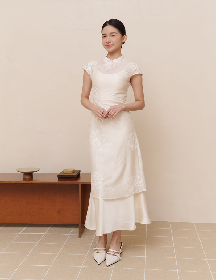 Rong Embroidered Overlay Cheongsam Tunic