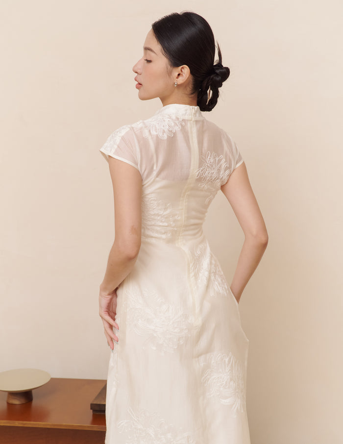 Rong Embroidered Overlay Cheongsam Tunic