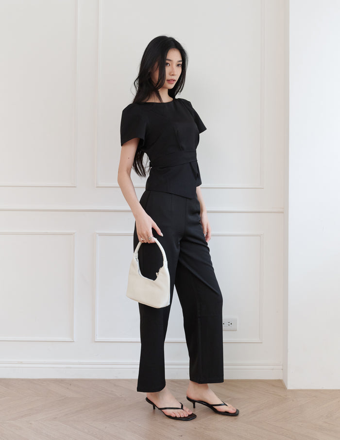 Sasha Tie Waist Top in Black