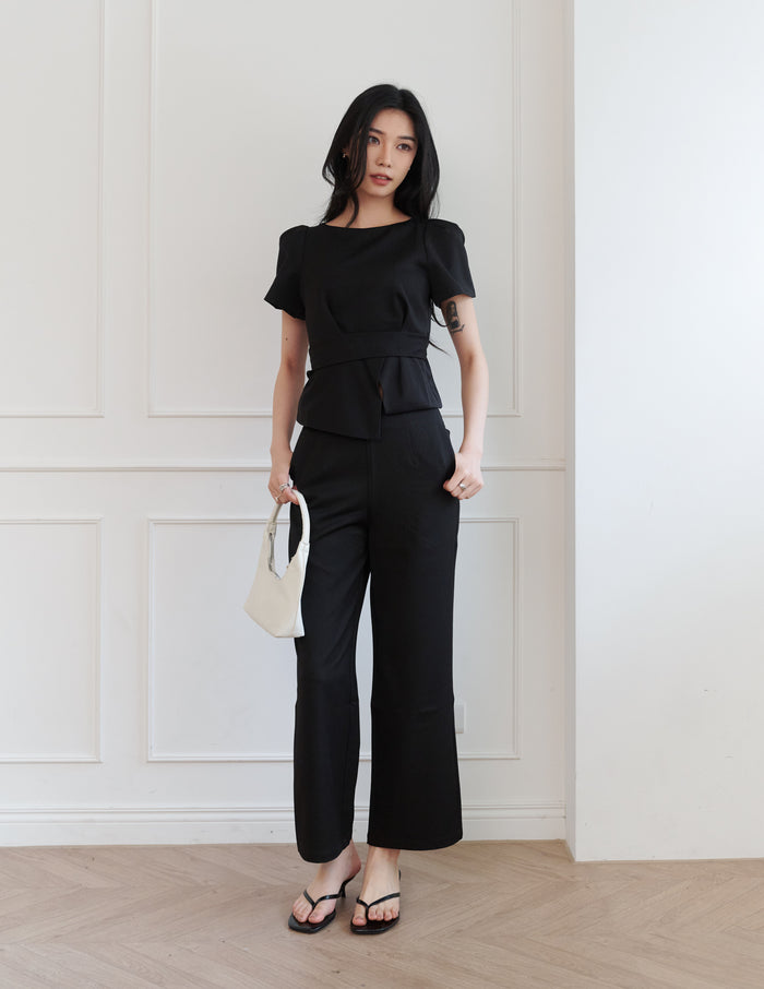 Sasha Tie Waist Top in Black