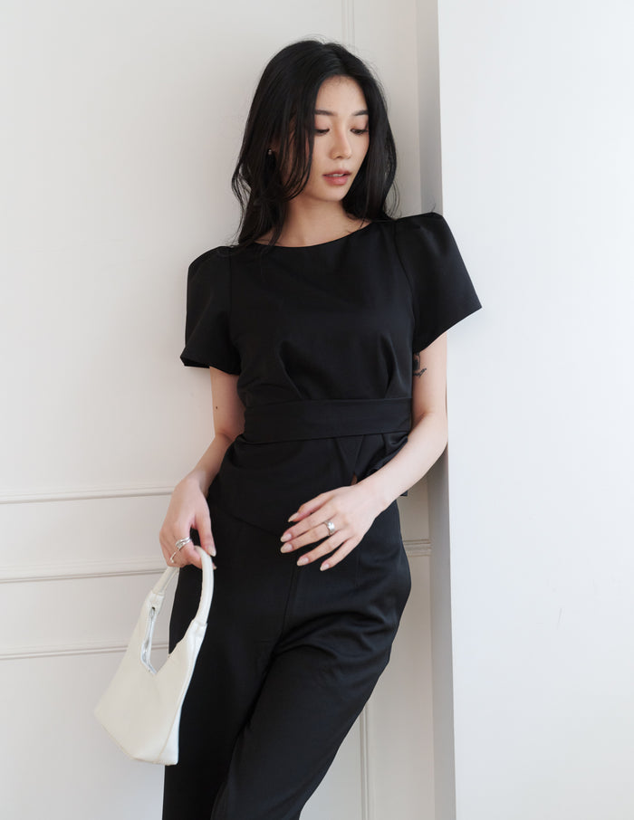 Sasha Tie Waist Top in Black