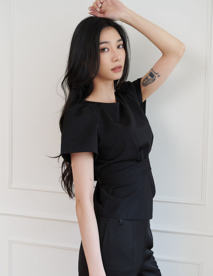 Sasha Tie Waist Top in Black
