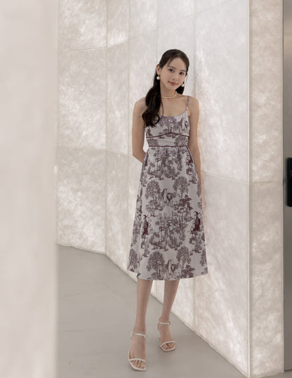 Sera Jacquard Dress in Maroon
