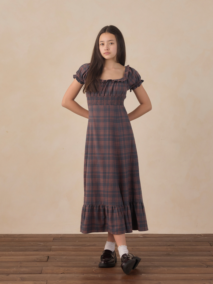 teen Lana dress in midnight plaid - 12y