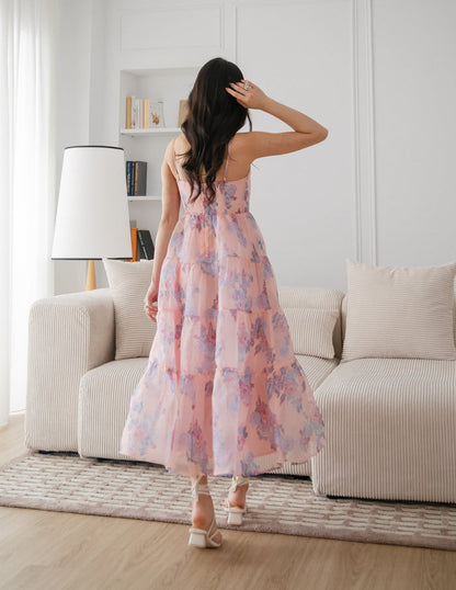 Tiana Organza Tiered Dress in Pink