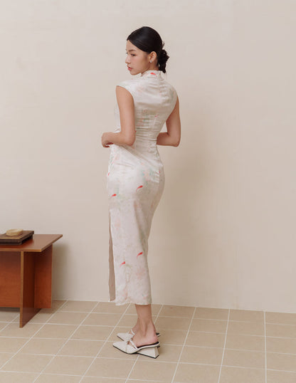 Tina Cheongsam Dress in Ivory Koi