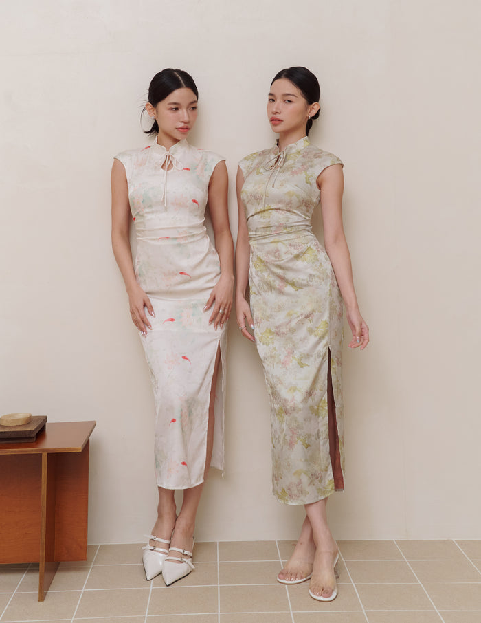Tina Cheongsam Dress in Ivory Koi
