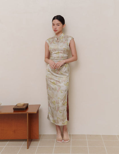 Tina Cheongsam Dress in Jade Garden