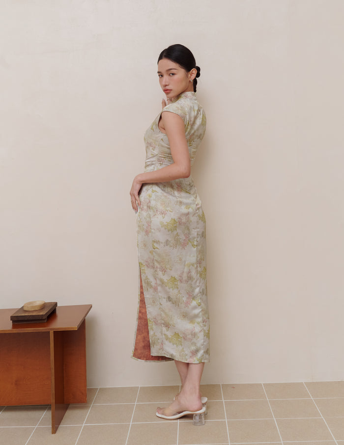 Tina Cheongsam Dress in Jade Garden