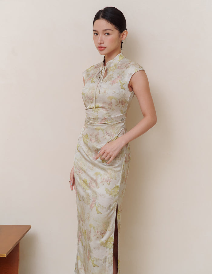 Tina Cheongsam Dress in Jade Garden