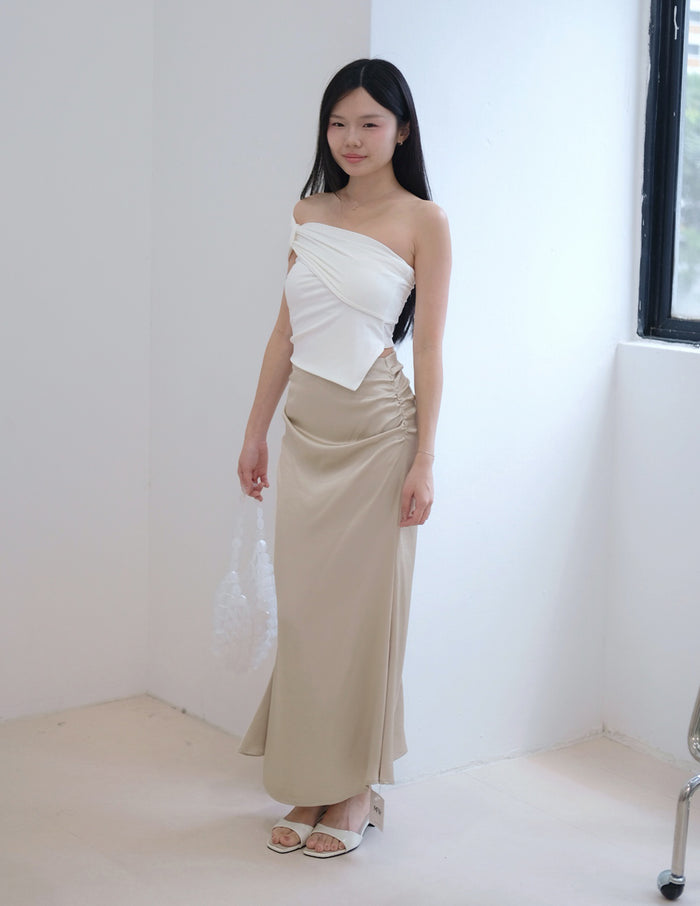 Tyla Padded One-Shoulder Top in White