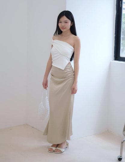 Tyla Padded One-Shoulder Top in White